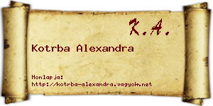 Kotrba Alexandra névjegykártya